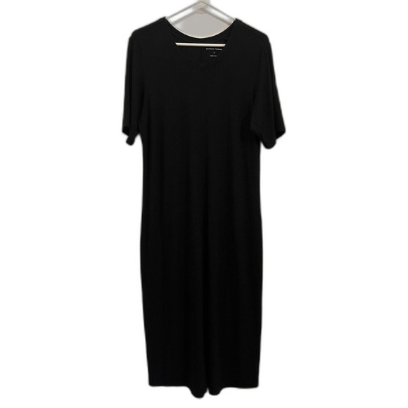 UNIVERSAL STANDARD Black Ribbed Made in Peru Midi Dress Women's Size Small - Picture 2 of 8
